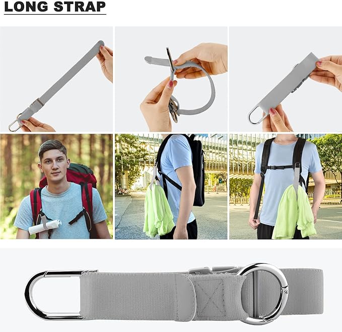 Elastic Jacket Gripper with D-Ring Hook and Buckle, ZINZ D-Ring Hook Baggage Suitcase Straps Belts Travel Accessories, Makes Your Hands Free