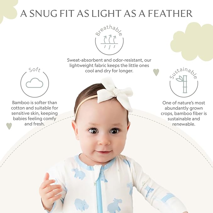 Bamboo Little Soft Baby Footie Pajamas, Baby Clothes, Newborn Sleepers, 95% Viscose and 5% Spandex, 0-24 Months