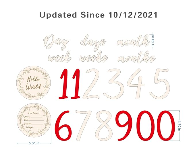 Baby Milestone Numbers|Baby Photo Props Wooden|Newborn Birth Announcement Card Wooden|