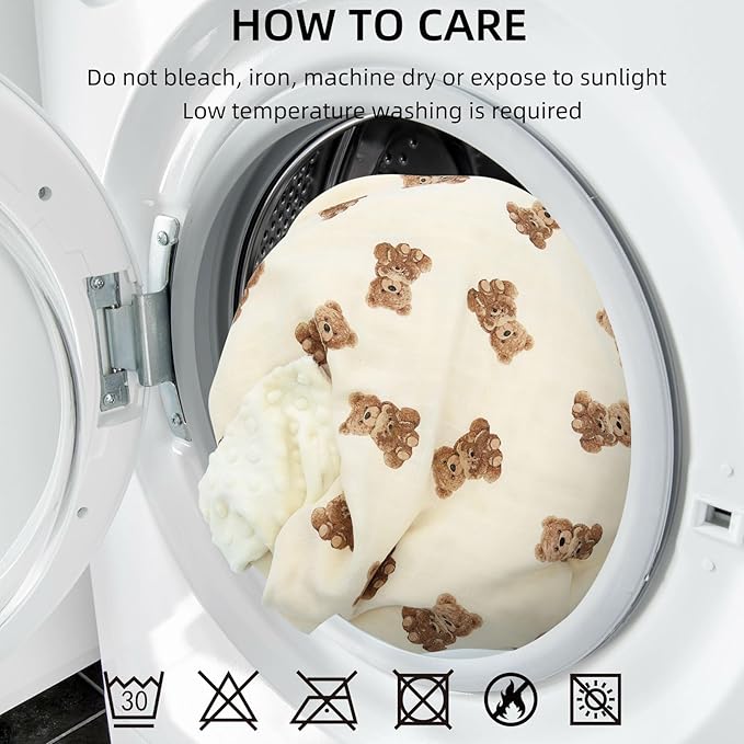 LifeTree Baby Girl & Boy Blankets, Soft Double Layer Swaddle Blankets, Muslin Front and Dotted Fleece Backing Receiving Bed Throw Blanket for Newborn Unisex, 31X40 Inches, Bear Pattern