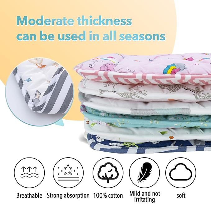 Baby Stroller Cushion,Infant Car Seat Insert-Reversible Universal Breathable and Soft Newborn Stroller Mat,100% Cotton Cover Toddler Seat Pad Liner-34x78cm,1 Pack(Car+Gray Stripes)