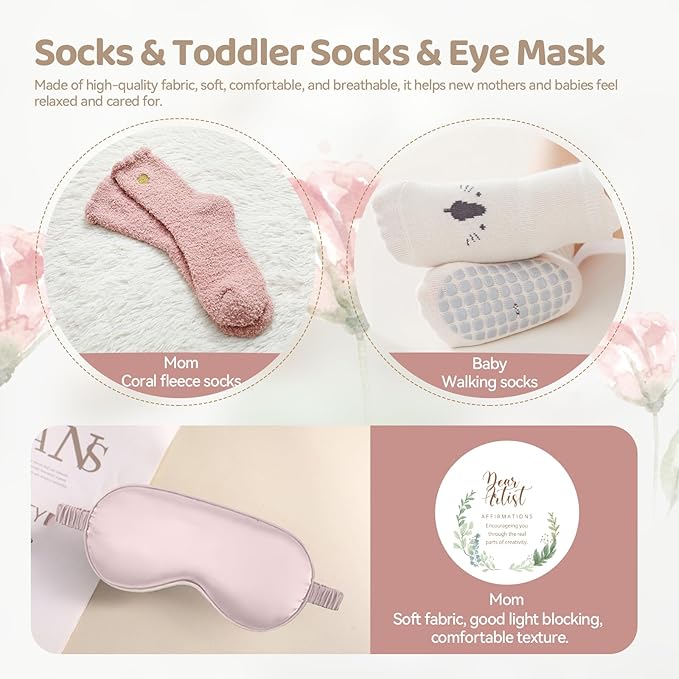 New Mom & Baby Gift Basket | Pregnancy & Baby Shower Gifts for First-Time Moms | Pink Mama Bear Mug & Bunny Rattle Gift Set