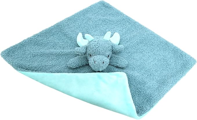 Baby Cyan Dragon Soft Stuffed Animal Security Blanket, Plush Dinosaur Character Lovey Blanket, Baby Shower/Nursery Gift, Newborn Infant Toddler Snuggle Blankie for Boys Girls, 14 Inches
