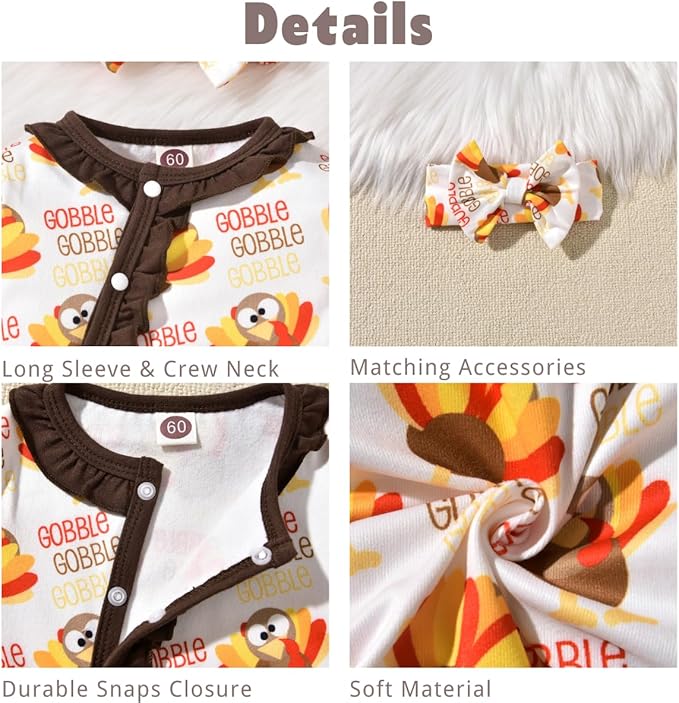 Aalizzwell Baby Girls Romper Outfit Fall Winter Clothes with Accessories