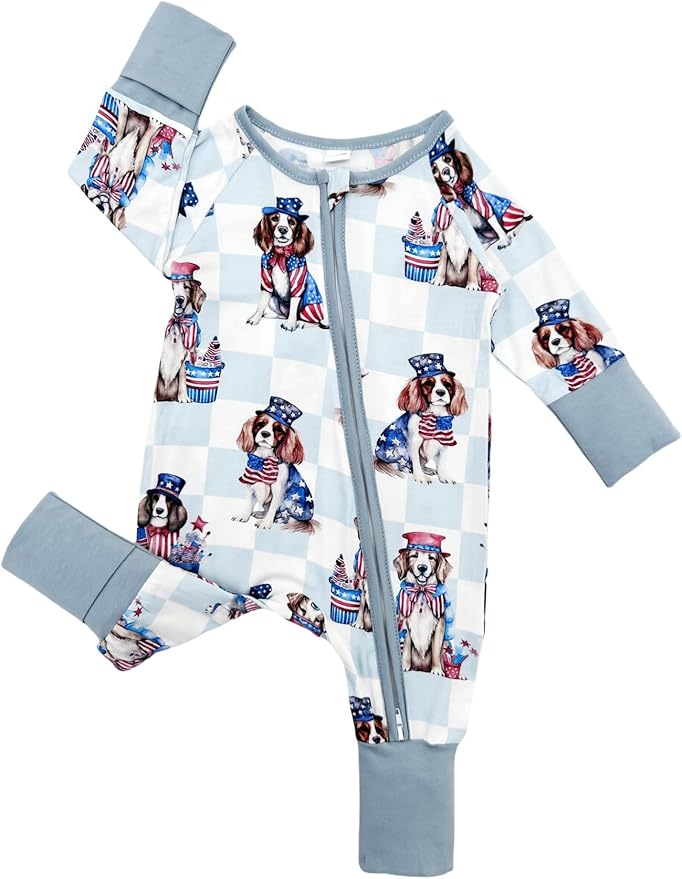 Bow Dream Bamboo Rayon Baby Boy Romper Footed Long Sleeve Footies Newborn Girl Clothes Footless with Zipper and Mitten Cuffs