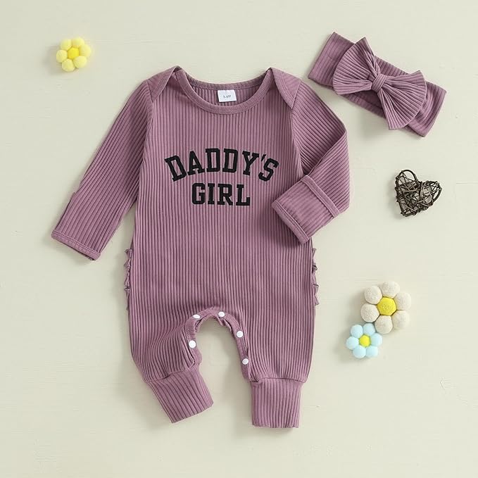Newborn Girl Clothes Baby Girl Coming Home Outfit Zipper One-piece Outfits Ruffle Footie Bodysuit Jumpsuit Headband