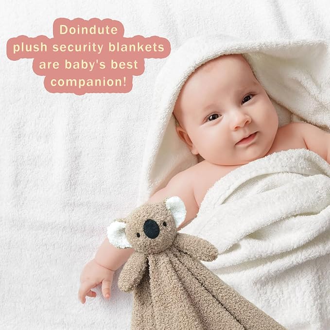 Baby Brown Koala Soft Stuffed Animal Security Blanket, Plush Koala Character Lovey Blanket, Baby Shower/Nursery Gift, Newborn Infant Toddler Snuggle Blankie for Boys Girls, 14 Inches