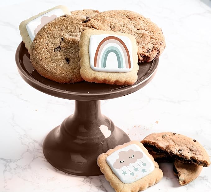 New Mom Food Gift Basket Care package Baby Cookies Box Treats Cookie Chocolate Chip Cookies Fresh Bakery Large Fudge Filled | Individually Wrapped | Boho Baby