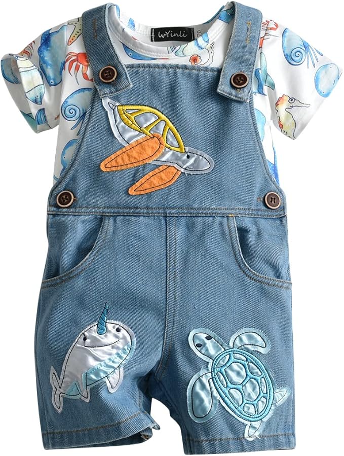 Cute Baby Boy Clothes Suit Toddler Boys' Striped long Sleeve T-Shirt+Denim Overalls Jumpsuit Pants Outfits Sets