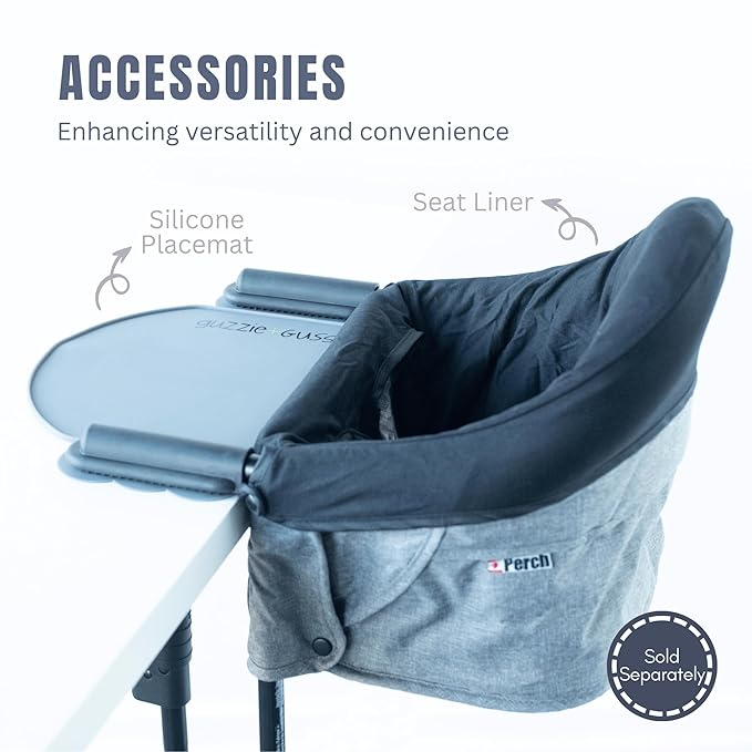 guzzie+Guss Perch Clip-On Table Chair – Easy Setup for Travel (Restaurants, Picnics), at Home (Kitchen Islands, Dining Tables) - Secure & Portable Seating, Machine Washable Fabric - Bordeaux