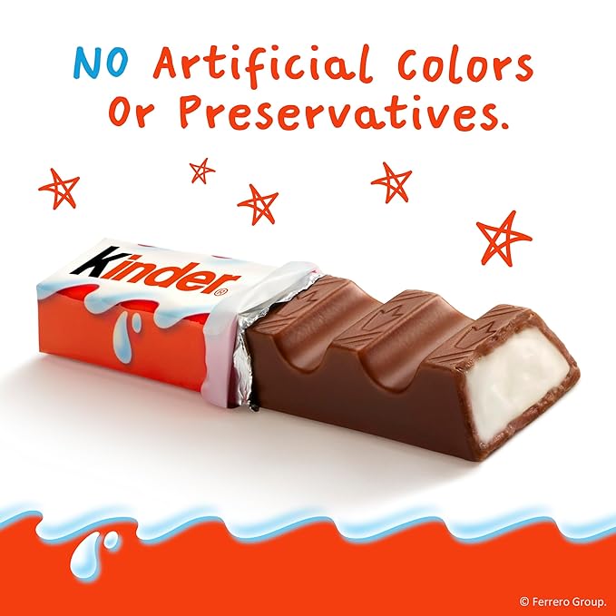 Kinder Chocolate, 18 Four Count Packs, Milk Chocolate Bar with Creamy Milky Filling, Individually Wrapped Candy, 1.8 oz Each