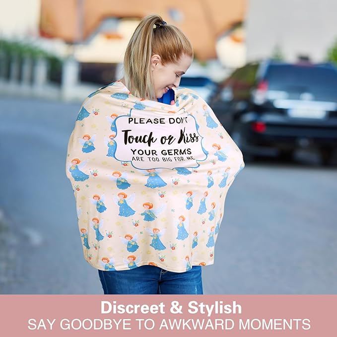 Metplus No Touch Sign Car Seat Cover for Babies, Mom Nursing Covers Breastfeeding Scarf, Multi Use Infant Carseat Canopy for Newborn Carrier/Stroller/Shopping Cart, Baby Shower Gifts for Boy Girl