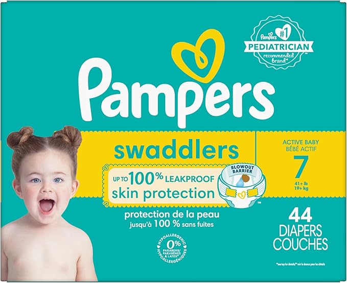 Pampers Baby Diapers - Swaddlers - Size 7, 44 Count, Ultra Absorbent Disposable Infant Diaper