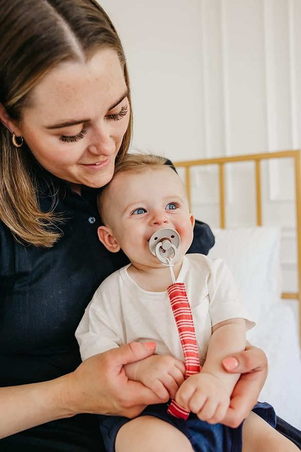 Copper Pearl Pacifier Clip 3-Pack - Stylish Stainless Steel Pacifier Holder Clip for Baby Girls and Boys - Baby Pacifier Clips for No More Floor Drops - Slugger