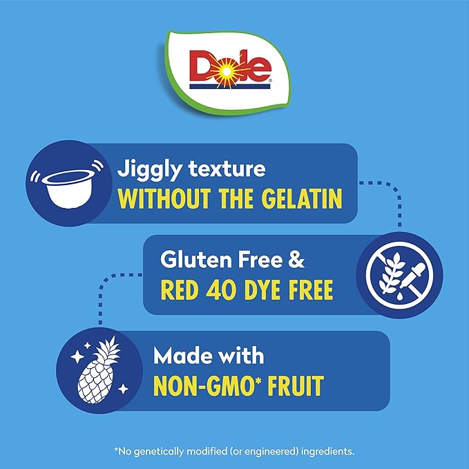 Dole Fruit Bowls Pineapple in Lime Flavored Gel Snacks, 4oz 24 Total Cups, Gluten & Dairy Free, Bulk Lunch Snacks for Kids & Adults