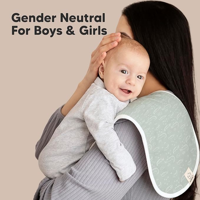 Organic Burp Cloths Baby Boy & Girl - 5-Pack Super Absorbent Cotton Burping Cloths for Babies, Soft & Plush Newborn Spit Up Rags, Infant Towels for Milk Spit Up, Unisex, Large 21" x 10" (Wilderness)