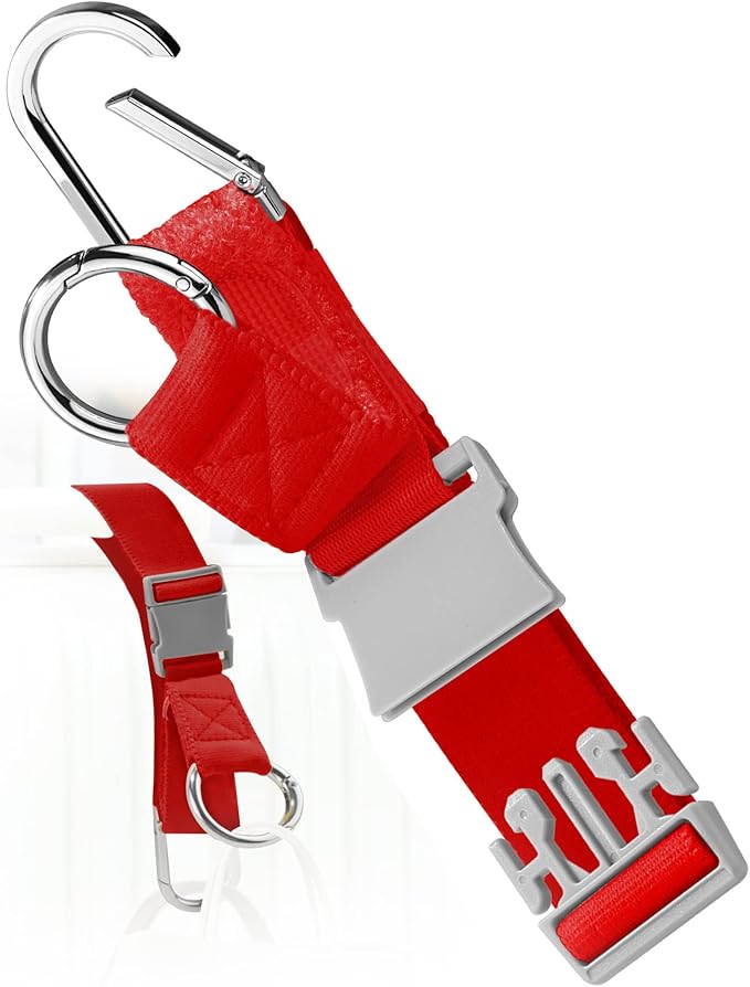 Elastic Jacket Gripper with D-Ring Hook and Buckle, ZINZ D-Ring Hook Baggage Suitcase Straps Belts Travel Accessories, Makes Your Hands Free