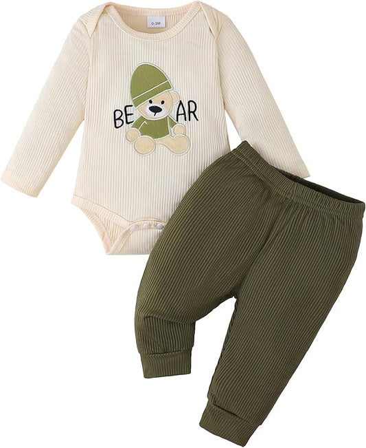 SUNNY PIGGY Baby Boy Clothes Newborn Infant Boys Outfits Romper Hat Pants 3PC Set 0-3 3-6 6-12 12-18 Month Clothing Gift