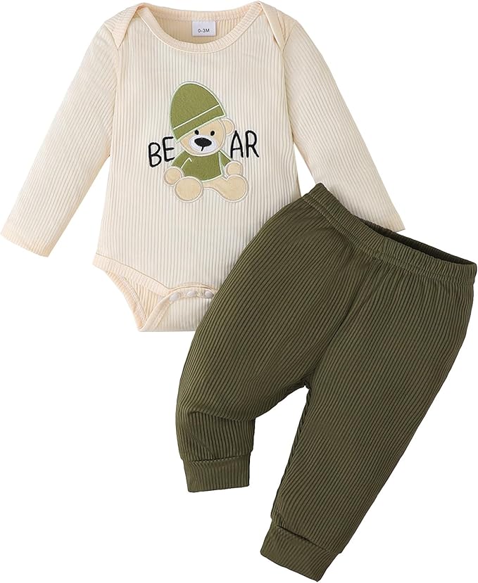 SUNNY PIGGY Baby Boy Clothes Newborn Infant Boys Outfits Romper Hat Pants 3PC Set 0-3 3-6 6-12 12-18 Month Clothing Gift