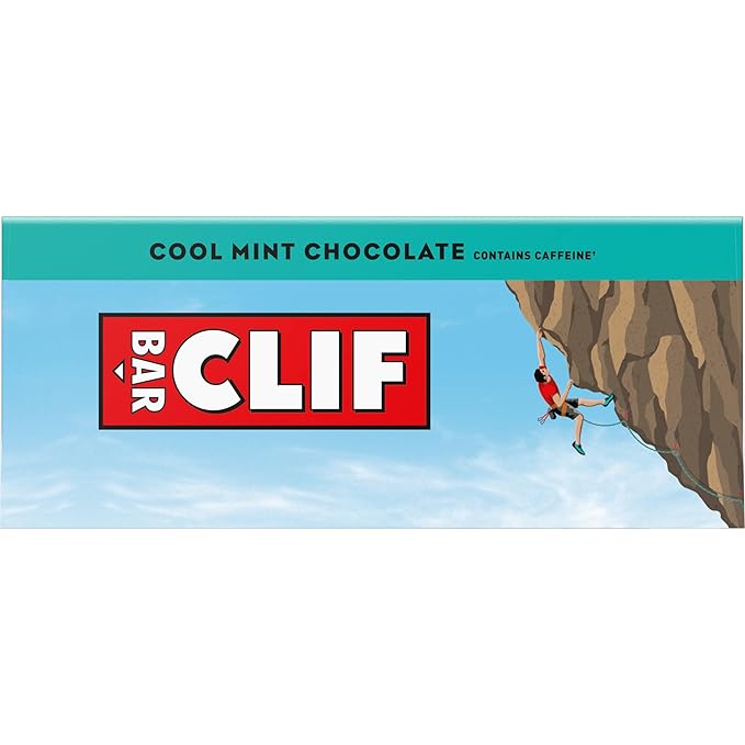 CLIF BAR - Cool Mint Chocolate with Caffeine - Made with Organic Oats - Energy Bars - Non-GMO - Plant Based Protein Bars (10 Pack)