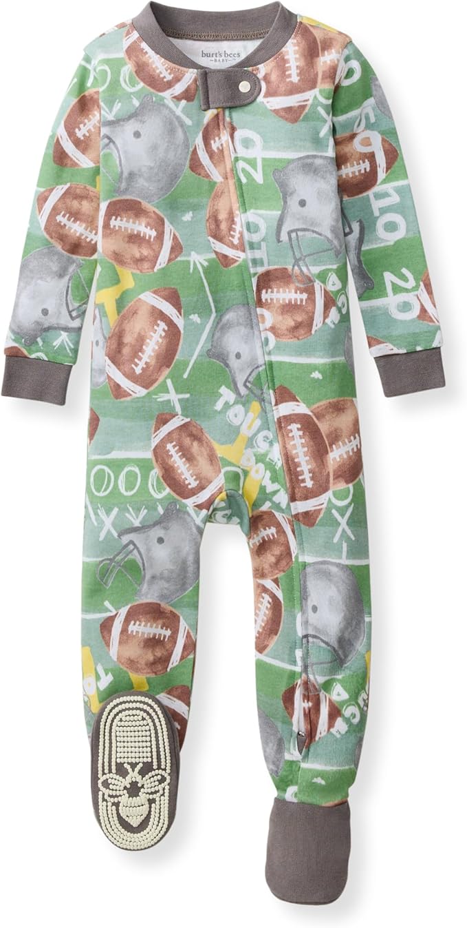 Burt's Bees Baby baby-boys Boys Sleeper Pjs, 100% Organic Cotton, One-piece Footie, Zip Up Jumpsuit, Snug Fit Pajamas