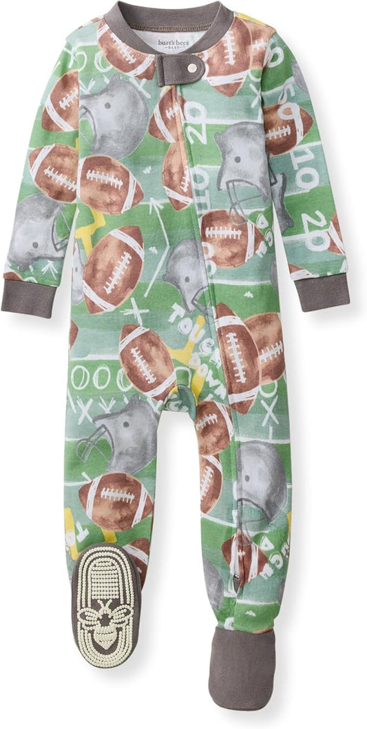 Burt's Bees Baby baby-boys Boys Sleeper Pjs, 100% Organic Cotton, One-piece Footie, Zip Up Jumpsuit, Snug Fit Pajamas