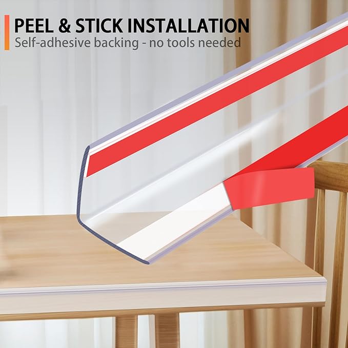 Clear Self Adhesive Wall Corner Protectors, Thickened L-Shaped Peel and Stick Furniture Edge Shields & Guards for Sharp Wall, Door Frame, Table (2pcs x 51.2''L x 1''W)