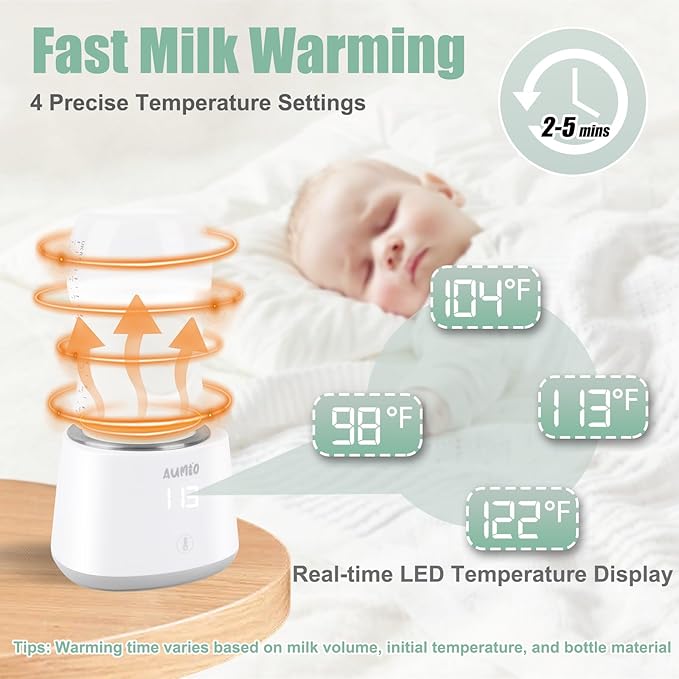 Portable Bottle Warmer, Travel Bottle Warmers for Breastmilk Formula, Rechargeable Baby Milk Warmer On the Go-Fast Bottles Warmer with 5 Adapters, 10000mAh, Smart Temperature Control, Leak-Proof