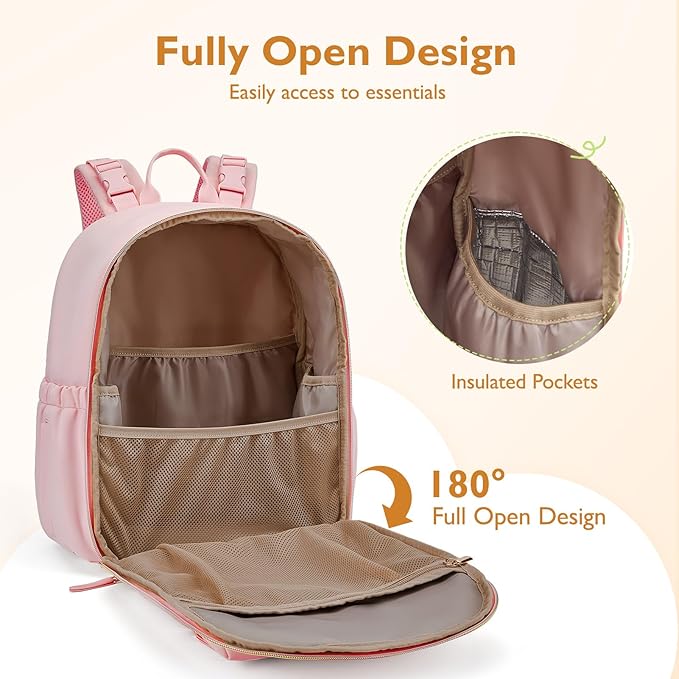 mommore Neoprene Diaper Bag Backpack Small Baby Bag Travel Mini Diaper Backpack for Newborn with Insulated Pockets, Stroller Straps