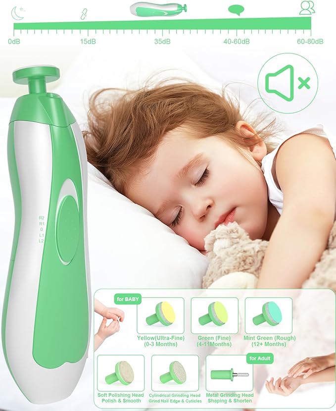 OTTOLIVES Baby Healthcare and Grooming Kit, 24 in 1 Baby Electric Nail Trimmer Set Newborn Nursery Health Care Set for Newborn Infant Toddlers Baby Boys Girls Kids (0-3 Years+) (Green)