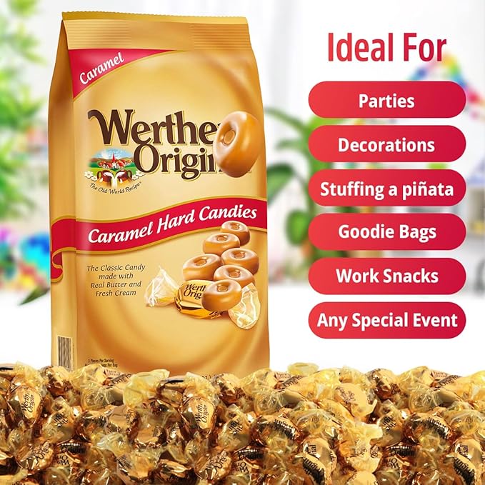 Original Caramel Hard Candy, 2.4LB Bulk Pack of Carmels Candy, Ideal for Sharing, Snacking, Parties and Gifting, Perfect for Stocking Up on Your Favorite Timeless Sweet Treat