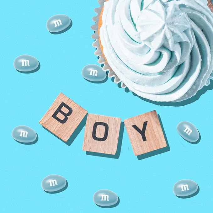 M&M’S Peanut Light Blue Chocolate Candy - 2lbs of Bulk Candy in Resealable Pack for Candy Buffet, Birthday Parties, Theme Meetings, Candy Bar, Sweet Stuff for DIY Party Favors or Edible Decoration