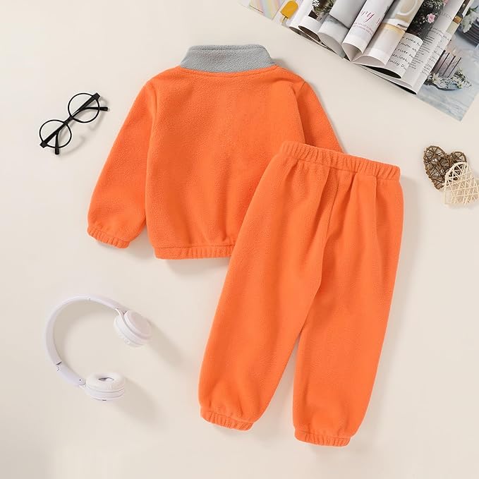 YOUNGER TREE Toddler Boy Girl Clothes Fleece Fall Winter Outfit Baby Long Sleeve Button Sweatshirt and Pants Sweatsuits Set