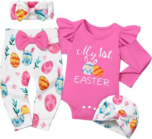 Infant Newborn Baby Girl Clothes Baby Girl Outfits For All Seasons Long Sleeve Snap Romper Pant Sets With Headband