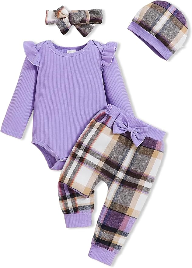 Baby Girl Clothes Newborn Infant Outfits Cute Summer Clothes Spring Romper Set+Hat+Headband