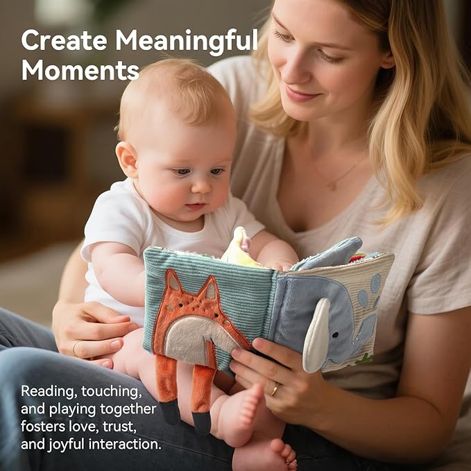 Soft Baby Book Sensory Books for Babies Newborn Infant Toys with Touch and Feel, Crinkle Pages, Mirror, Textures Early Learning Toy Gift for Tummy Time & Sensory Development