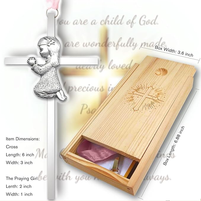 Baptism Gifts for Boys & Girls,First Communion Gifts for Kids,Christening Baby Shower Party 6in Praying Cross