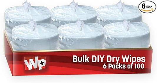 Replacement Standard Wipes Roll Multi-Task Wipes, Dry Wipes for Home and Business, 600Count, (6 Packs of 100)