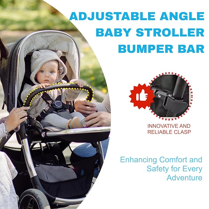 Lusinus Baby Stroller Bumper Bar – Compatible with YOYO – Foldable Without Removing – PU Leather Handle, Armrest & Crossbar