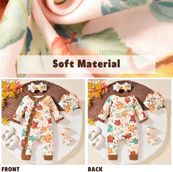 Aalizzwell Baby Girls Romper Outfit Fall Winter Clothes with Accessories
