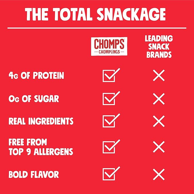 Chomps Snack Size Grass-Fed Original Beef Jerky Snack Sticks 0.5oz 24-Pack - Keto, Paleo, Whole30, 4g Lean Meat Protein, Gluten-Free, Zero Sugar Food, Non-GMO Chomplings
