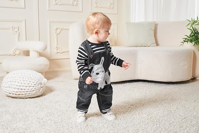 Cute Baby Boy Clothes Suit Toddler Boys' Striped long Sleeve T-Shirt+Denim Overalls Jumpsuit Pants Outfits Sets