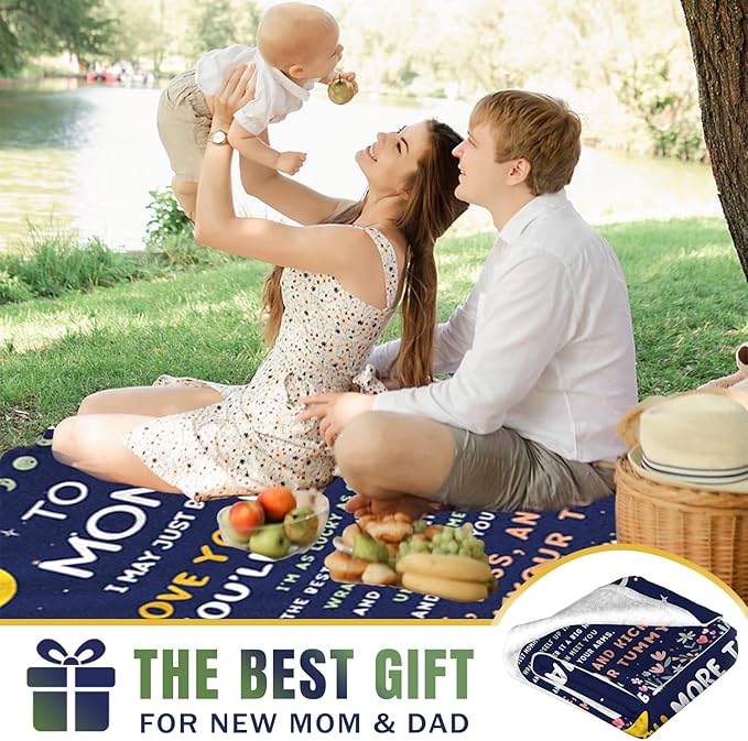 Mom to Be Gifts for Mothers Day, Pregnancy Gifts, First Time Mom Gifts, Promoted to Mom Gifts, Flannel Soft Blankets and Throws for New Mommy 50x60in