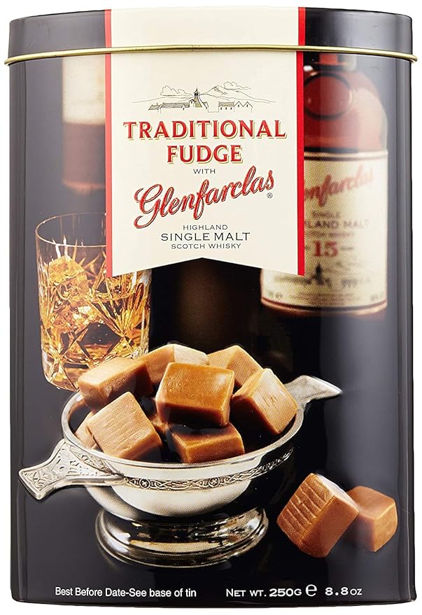 Gardiners of Scotland Handmade Fudge 250g Tin, Glenfarclas Highland Malt Whisky Fudge