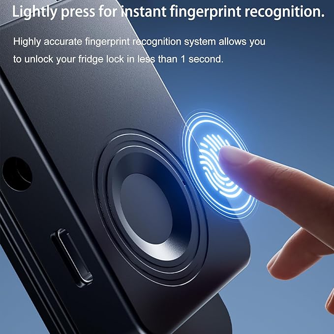 Fingerprint Fridge Lock (2 Pack),Refrigerator Lock with Fingerprint,for Fridge, Cabinet Locks, Drawers, Dishwasher, Toilet and Cabinet Locks Baby Proofing, 3M Adhesive No Drilling (Black)