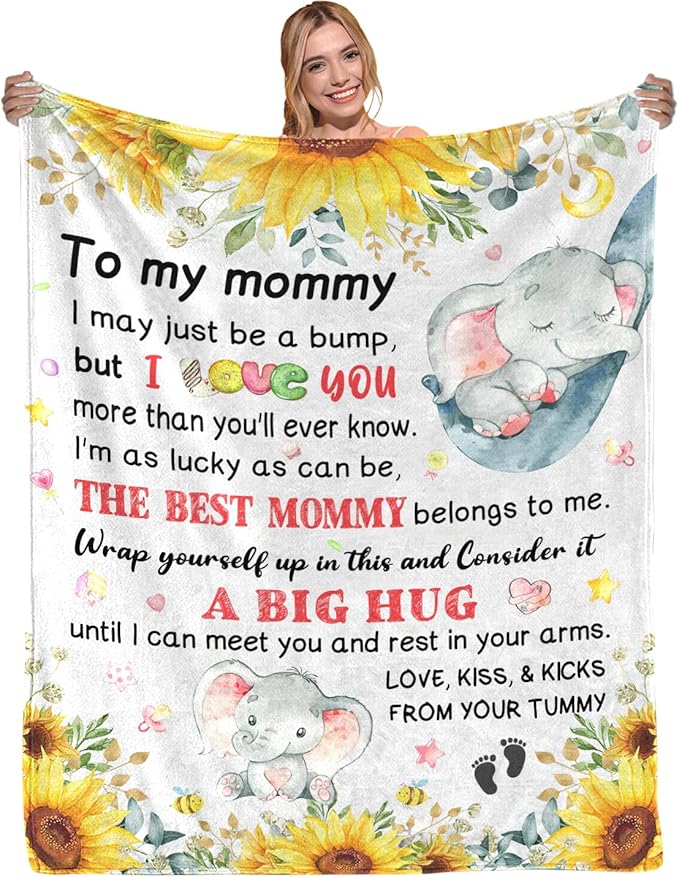 Pregnancy Gifts for Mommy - Mom to Be Gift, First Time Moms Gift, Promoted to Mom Gifts - Super Soft Flannel Throw Blanket 60"×50"