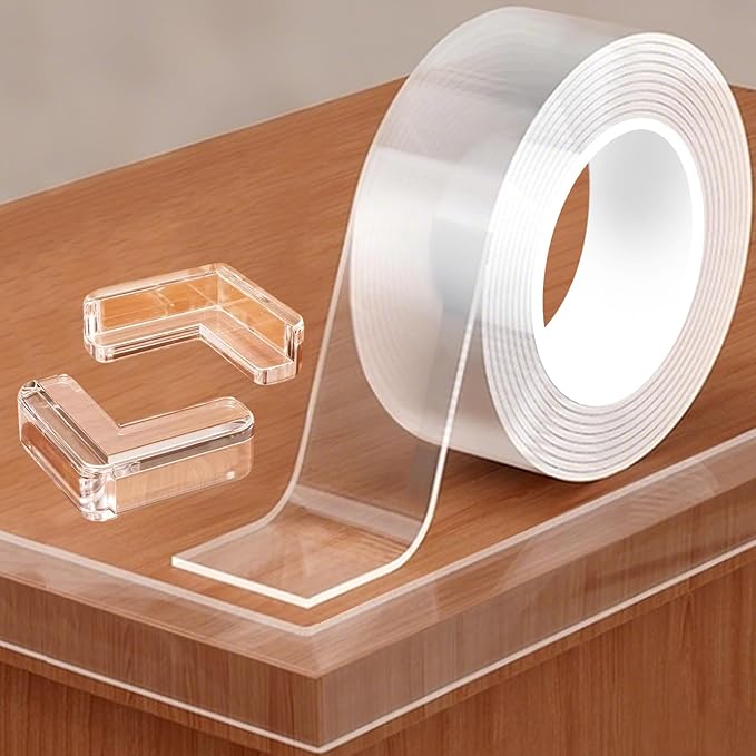 Clear Soft Corner Protectors for Furniture Strip,1.57 in x 13.12 FT Edge Bumper with 6 Corner Guards,Window Edge,Wall Protector,Table Corner Protectors and Fireplace in Family