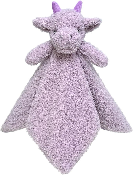 Baby Purple Dragon Soft Stuffed Animal Security Blanket, Plush Dinosaur Character Lovey Blanket, Baby Shower/Nursery Gift, Newborn Infant Toddler Snuggle Blankie for Boys Girls, 14 Inches