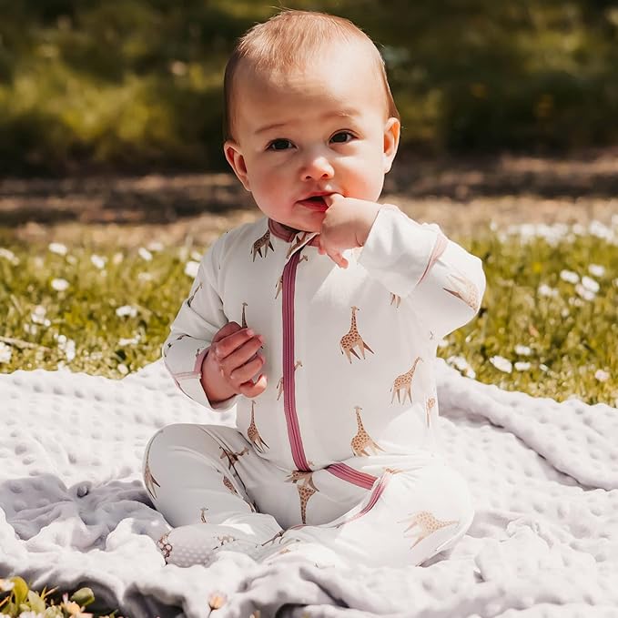 Bamboo Little Soft Baby Footie Pajamas, Baby Clothes, Newborn Sleepers, 95% Viscose and 5% Spandex, 0-24 Months