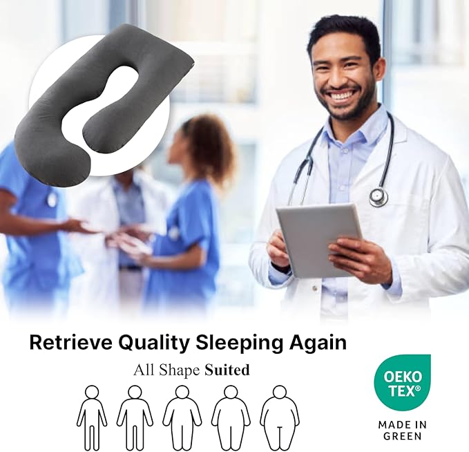 Pregnancy Pillow, Full Body Maternity Pillow 57 inch, with Removable Washable Cover - Sleep Support for Legs, Back, Neck, Shoulder, HIPS, Belly for Pregnent Women, Velvet Cover(Dark Grey)